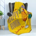 thumbnail image 4 of Hula Girl Soft Flannel Fleece Blanket, It is Time for Happy Hour Cocktail Bar Vintage Advertising Grunge Pattern, Cozy Plush for Indoor and Outdoor Use, 50" x 70", Mustard Multicolor, by Ambesonne, 4 of 5