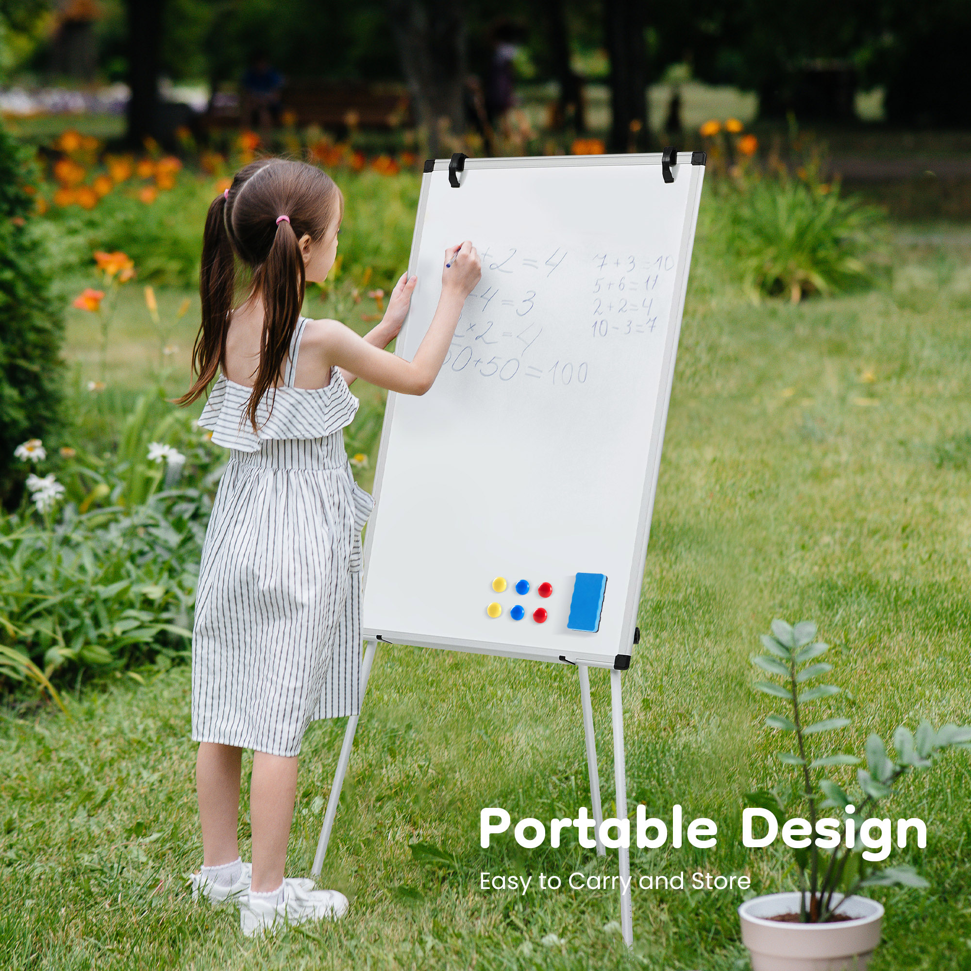 LIFERECORD 36"x24" Magnetic Portable Easel Dry Erase Board, Flipchart Easel Stand Tripod Whiteboard, White