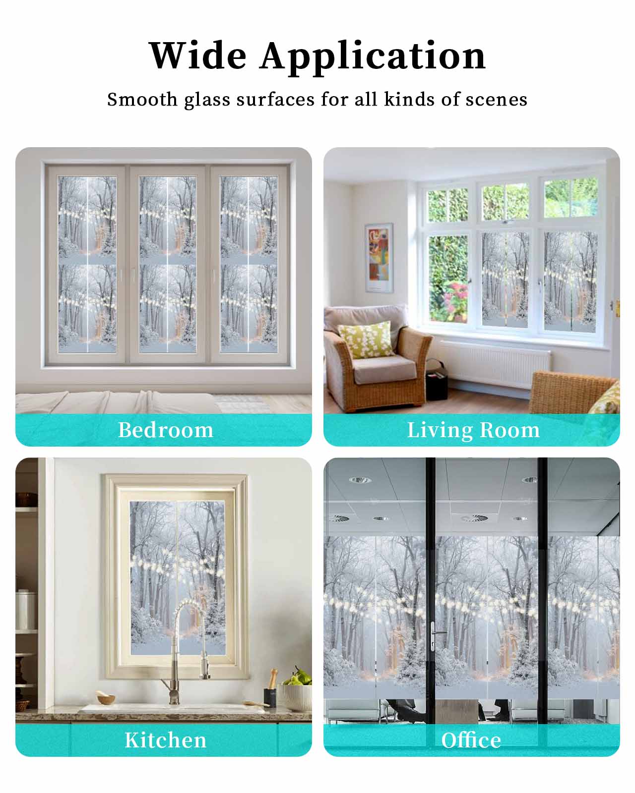 Grey White Christmas Window Privacy Film Stained Glass Window Film Decorative Windows Cover Static Windows Cling for Glass Door Xmas Tree Snowflake Forest Stickers for Bathroom 29.5"x78.7"