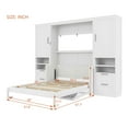 thumbnail image 3 of Full Size Murphy Bed with 2 Closets, Wooden Murphy Cabinet Bed Frame with 4 Drawers and Open Shelves, Hidden Foldable Wall Bed for Home Office, White, 3 of 9