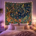 thumbnail image 2 of Ornate Peacocks in an Enchanted Garden, Whimsical Folk Art for Nature Lovers, Botanical Wall Art Decor, Birthday Gift Tapestry Wall Hanging for Bedroom and Living Room, 2 of 7