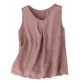 thumbnail image 2 of EazyTech Women's Sleeveless Cotton Linen Embroidered Tank Top - Crew Neck Casual Summer Camisole, 2 of 6