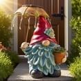 thumbnail image 1 of weibbin Solar Resin Gnome Statue with Light for Garden Patio Outdoor Decor, Multicolor, 8 Inch, 1 of 8