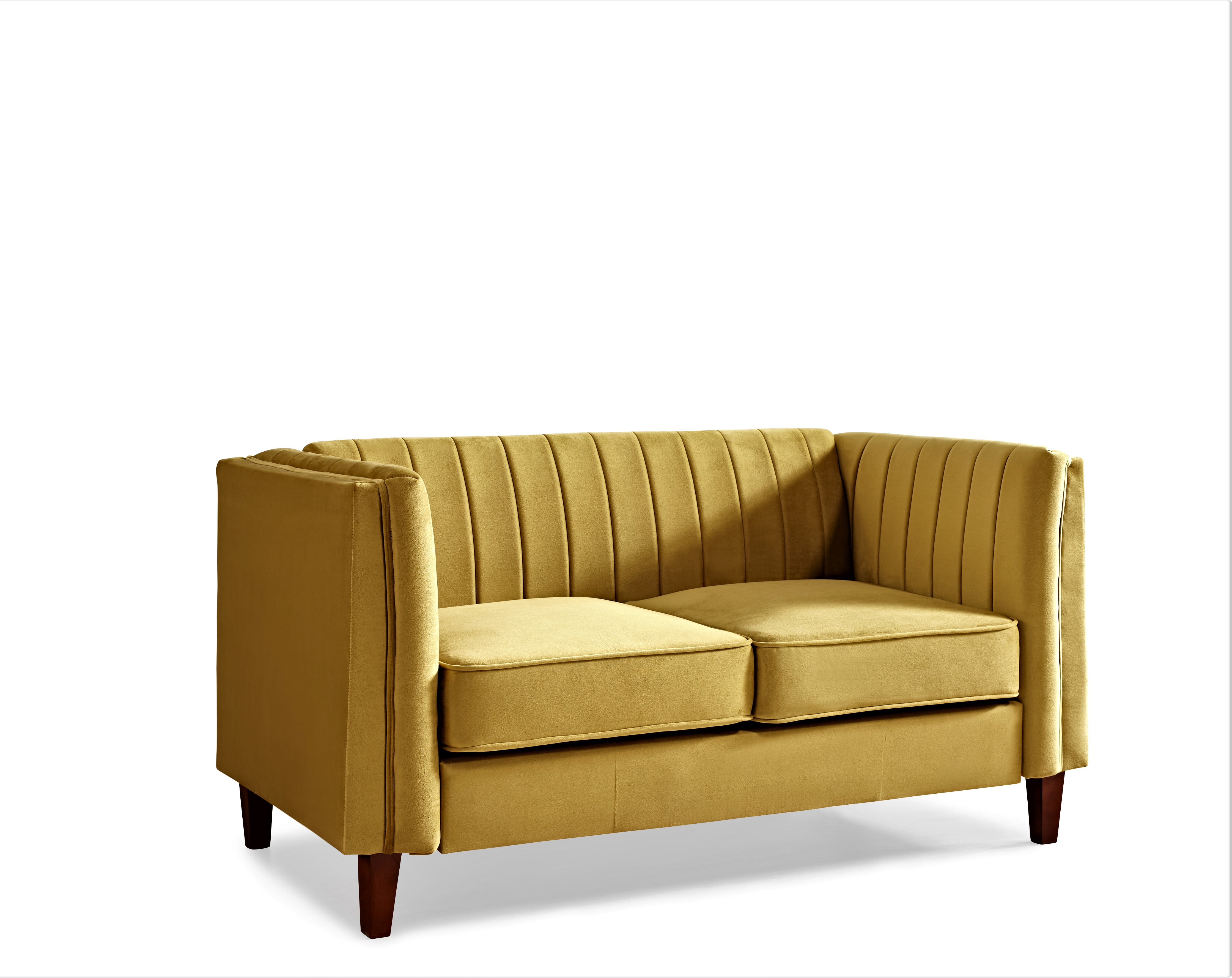 Uspridefurniture Plainfield Line Tufted Square Design 2 PCS Velvet Livingroom Set,  Loveseat Sofa