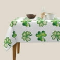 thumbnail image 4 of St. Patrick''s Day Tablecloth 52x52 Inch Square Watercolor Shamrock Table Cloth Washable Wrinkle Resistant Rustic Lucky Green and White Table Cover for Holiday Party Dinner Decor, 4 of 5