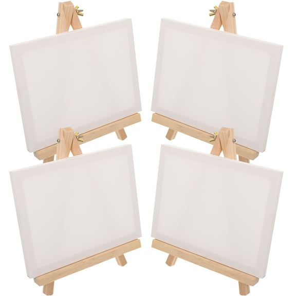 Zehuanyu  4 Sets Mini Canvas Canvases Table Top Easels for Painting Child