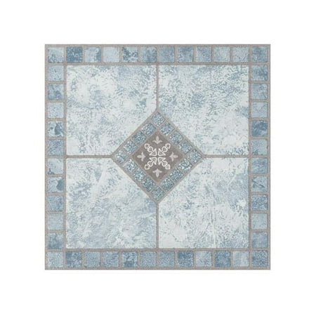 2 mm 12 x 12 in. Portfolio Self Adhesive Vinyl Floor Tile - Blue Diamond, 9 Tiles per 9 sq