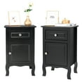 thumbnail image 1 of Hefilesy FCH 2pcs 40*30*63cm Country Style Spray Paint Curved Feet One Draw One Door Night Table Black, 1 of 6