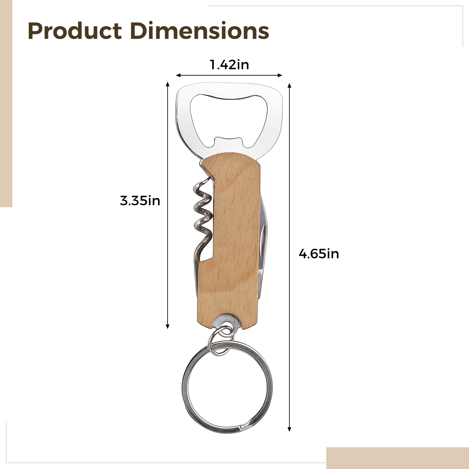 24 Pcs Bottle Opener Keychains, Multi-Function Beer Openers with Wooden Handles & Cutters, Stainless Steel Wine, Beer, and Foil Cutter with Key Ring, Portable for Parties, Camping