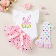 thumbnail image 4 of MEZZALL Easter Bunny Print Girls Two Piece Outfits Holiday Party Dress Toddler Baby Girl Cute Coordinated Tops And Shorts Cartoon Playwear Attire Stylish Clothing Sets, 4 of 5