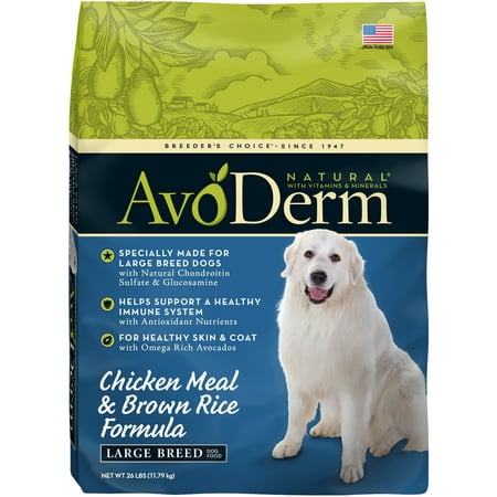 AvoDerm Natural Chicken Meal and Brown Rice Formula Large Breed Adult Food, 26-Pound