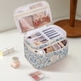 thumbnail image 4 of Bolsa de maquillaje Gosect, bolsa de cosméticos grande con flores azules y florales, 4 of 6