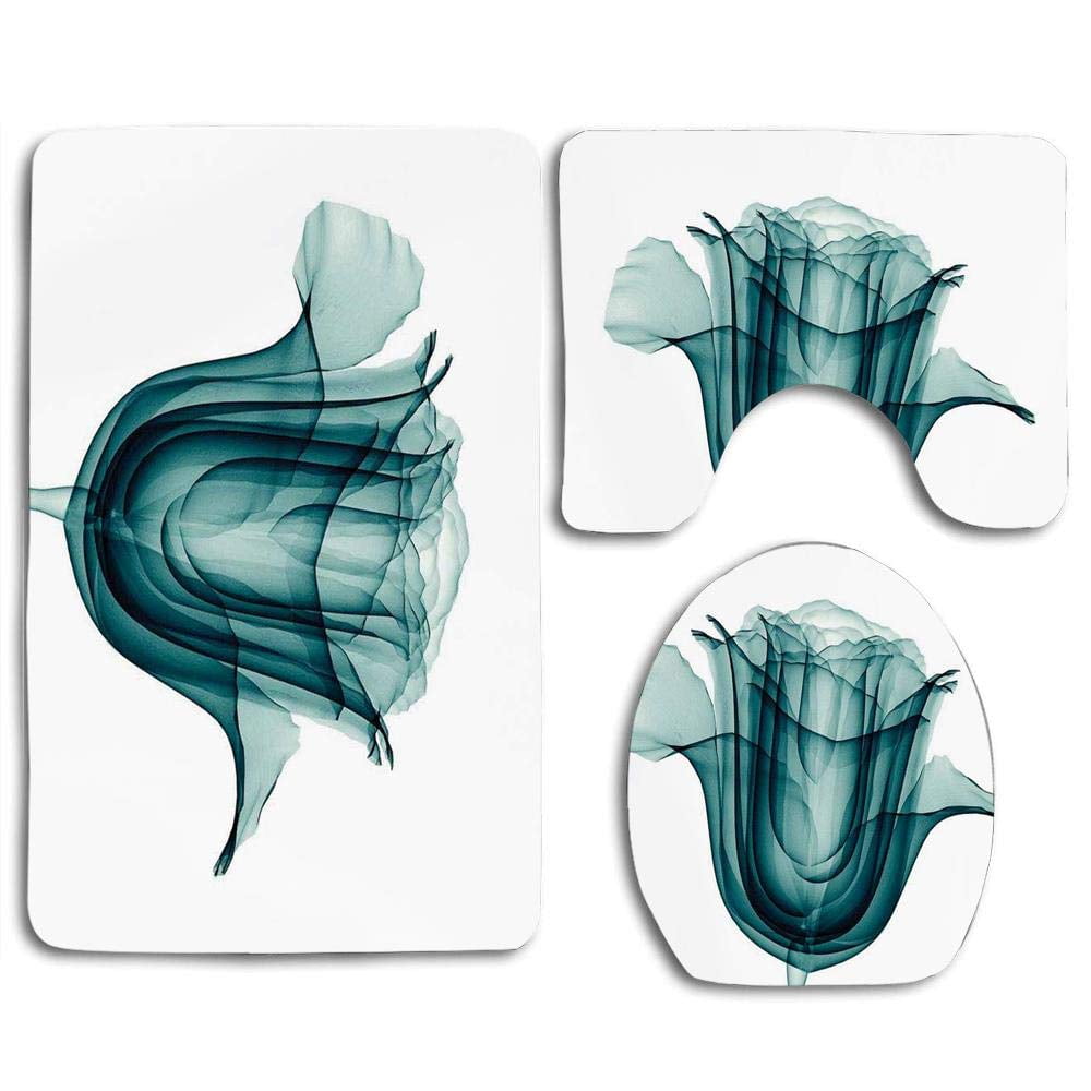 Erehome Xray Flower X Ray A Rose Flower Romance Symbol Artistic Nature Teal White 3 Piece Bathroom Rugs Set Bath Rug Contour Mat And Toilet Lid Cover Walmart Canada
