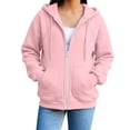 thumbnail image 6 of lcziwo Womens Full Zip Hoodies Athletic Trendy Long Sleeve Jacket with Pockets Solid Color Drawstring Hoodies Fall Winter 2026 Pink,L, 6 of 8