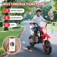 thumbnail image 6 of Funcid 12V Electric Dirt Bike with Twist Grip Throttle, Kids Ride on Motorcycle with 2 Training Wheels, Powered Ride on Toys for Ages 3-8, Bluetooth, MP3, Dual Motors, Spring Suspension, Red, 6 of 9