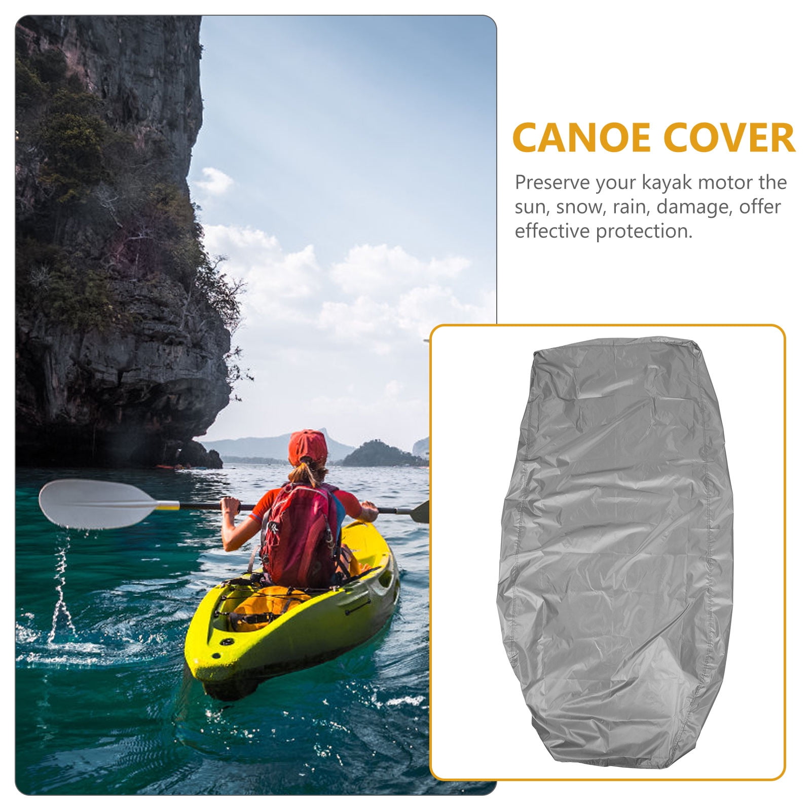 BESTYASH Grey Waterproof Kayak Protective Cover with Durable Rubber Fabric and Adjustable Buckles for Outdoor Use