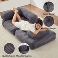 thumbnail image 2 of Puremind Folding Sofa Bed, Convertible Floor Couch for Adults and Kids, Corduroy Foldable Futon Sofa Bed with Armrest for Living Room/Bedroom, Gray, 2 of 8