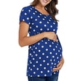 thumbnail image 3 of PALACLOTH Women Polka Dot Printed Maternity T-shirt Short Sleeve Summer Pregnant Tee Shirt, 3 of 4