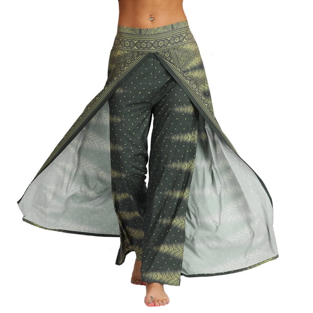 MKLEKYY Leggings deportivos para mujer, pantalones de yoga holgados informales de verano para mujer, mono bohemio holgado, pantalones