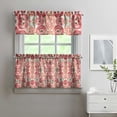 thumbnail image 2 of Pioneer Kitchen Curtains and Valance Set 24 Inch Tier Red Floral Flower Leaves Curtains Small Drapes for Cafe Living Room Bathroom Farmhouse 3 Pieces Set Rod Pocket, 2 of 6