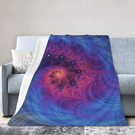 DouZhe Ultra-Soft Micro Fleece Lightweight Flannel Bed Blanket, Blue Dark Vortex Fractal Print Cozy Warm Throw Blankets, 80"x60"