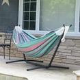 Vivere's Double Deluxe Natural with Fringe Hammock Combo with 9ft Stand