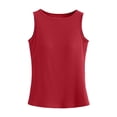 thumbnail image 3 of Womens Sleeveless Racerback High Neck Casual Basic Cotton Ribbed Fitted Tank Top with High Round Neck and Slim Fit Red S, 3 of 6