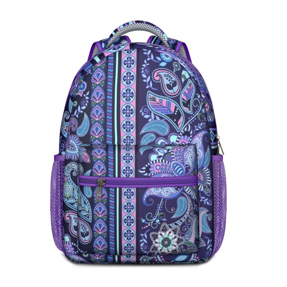 Paisley Boho Vintage Backpack - Waterproof Ergonomic Bookbag with Spacious Compartments for School