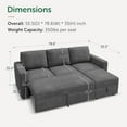 thumbnail image 2 of HONBAY 79" Reversible 3 Seat Compact L Shaped Sectional Sleeper Sofa with Pull Out Bed and Storage, Corduroy Gray, 2 of 9