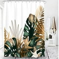 thumbnail image 5 of Tropical Plant Shower Curtain, Gold Leaf Botanical Shower Curtain Set, Green Monstera Shower Curtains for Bathroom, Waterproof Fabric with 12 Hooks, 72 x 72 Inches, 5 of 6