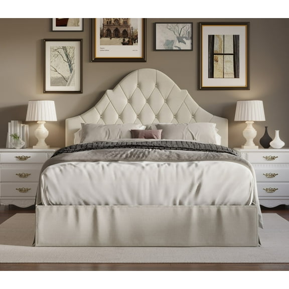 HMD Isabella Twin Tufted Upholstered Panel Bed, Warm Gray