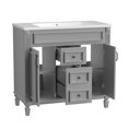 thumbnail image 6 of EUROCO 36'' Bathroom Vanity with Top Sink and Mirror Cabinet, Modern Bathroom Storage Cabinet with 2 Soft Closing Doors and 2 Drawers, Single Sink Bathroom Vanity, 6 of 9