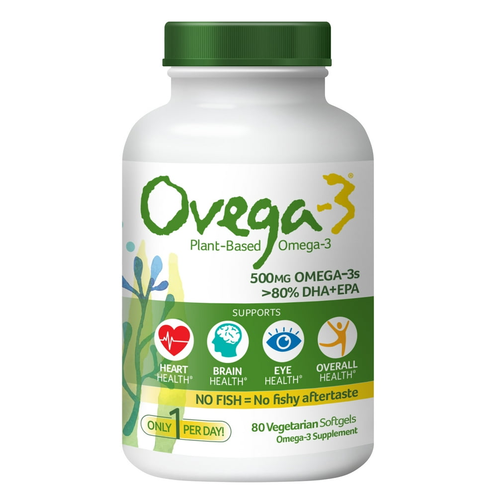 Ovega3 Plantbased Omega3 Vegetarian Softgels, 500 Mg, 80 Ct