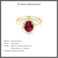 thumbnail image 7 of Gem Stone King 10K Yellow Gold Red Created Ruby and Diamond Engagement Ring for Women (1.15 Cttw, Oval 8X6MM), 7 of 7