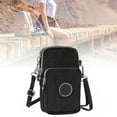 thumbnail image 3 of Bolso de hombro para teléfono para mujer, de nailon impermeable, minibolso tipo billetera para teléfono móvil con correa de hombro ajustable, color negro, 3 of 10