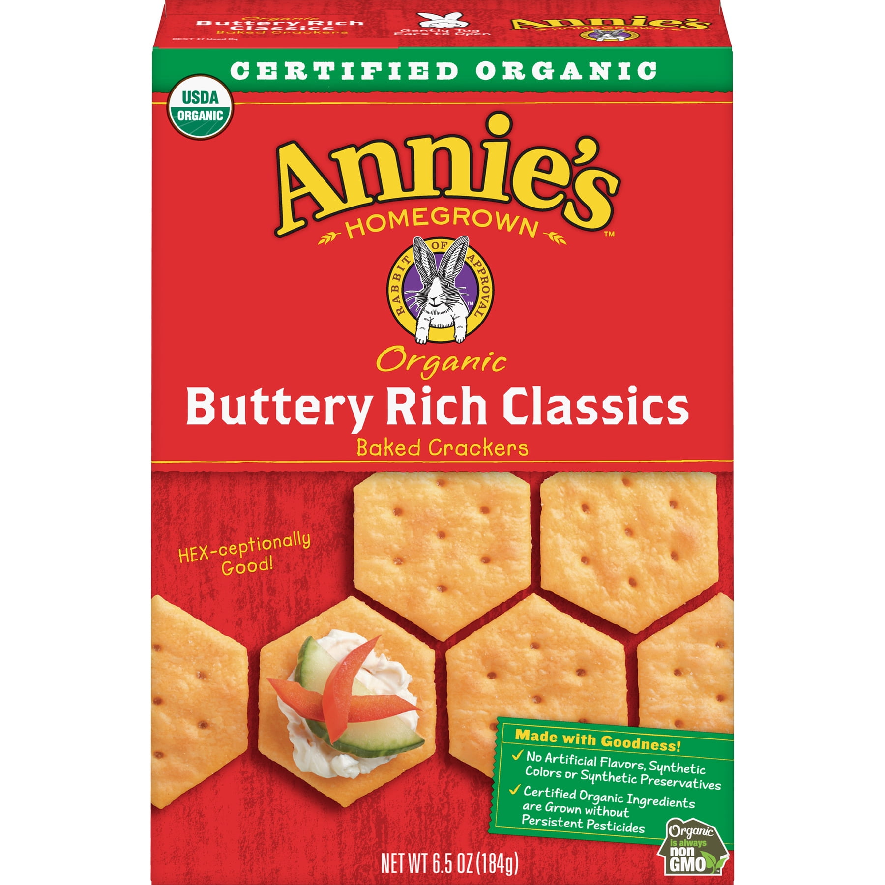 Annie's Organic Buttery Rich Snack Crackers, 6.5 oz