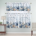 thumbnail image 5 of Blue Ocean Curtain Valances Set Seas The Day Eucalyptus Leaf Starfish Coastal Kitchen Curtains 36&nbsp;inch Length Rod Pocket Valance and Tiers 3 Piece Set Small Bedroom Bathroom Laundry Decor, 5 of 9