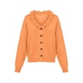 thumbnail image 6 of Women's Ruffle V Neck Button Down Cardigan Sweater Lightweight Long Sleeve Drop Shoulder Loose Knit Shirts Tops for Going Out Fall Outfits, Orange, XXXL, 6 of 7