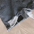 thumbnail image 4 of Girls Denim Shorts with Pockets Summer Korean Style Raw Hem Distressed Casual Jean Shorts Black 5 Years-6 Years, 4 of 4