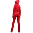 thumbnail image 3 of J. METHOD Women’s Tracksuit Set Casual 2 Piece Outfit Slim Fit Velour Velvet Zip Up Hoodie Jacket Top and Sweatpants Sweatsuit NEWTS03 Red 2X, 3 of 6