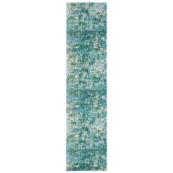 SAFAVIEH Madison Flowers Vintage Abstract Runner Rug, Green/Turquoise, 2'2" x 14'