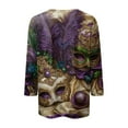 thumbnail image 5 of BDPORKAS Mardi Gras Shirts Women 3/4 Sleeve Parade Blouses Carnival Mask Graphic Print Tunic Tops Casual Loose Fit Pullover Tee, 5 of 5