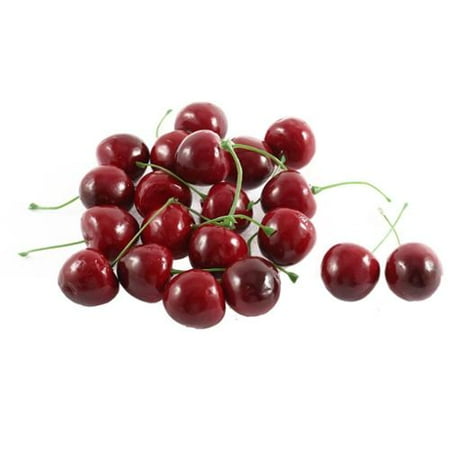 Fruit Christmas Ornament 20 Pcs Artificial Fake Plastic Cherry Party Table Fruit Food Ornament Red Green for Christmas ()