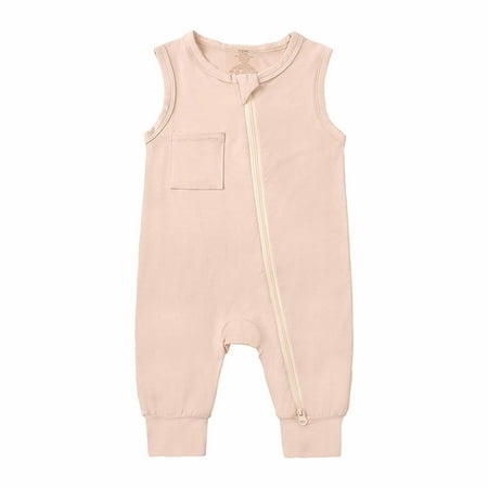 

0-24M Baby Boys 2-Way Zip Sleep & Play Clothes Bodysuit Summer Sleeveless 1-Piece Romper Soft Cute Jumpsuit
