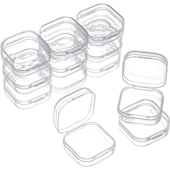 12Pcs Plastic Bead Storage Containers Organizer Boxes with Hinged Lid Small Plastic Case Mini Square Arts Crafts Storage Boxes