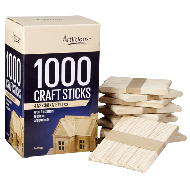 Artlicious Natural Wooden Food Grade Popsicle Craft Sticks (1000