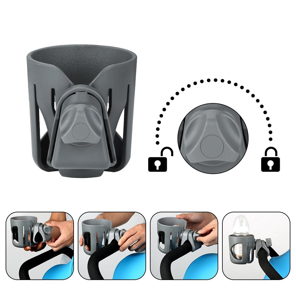 Universal Cup Holder, Stroller Cup Holder, 360° Rotatable Large Caliber Designed Bottle Holder for Stroller, Bike, Wheelchair, Walker, Scooter, Black