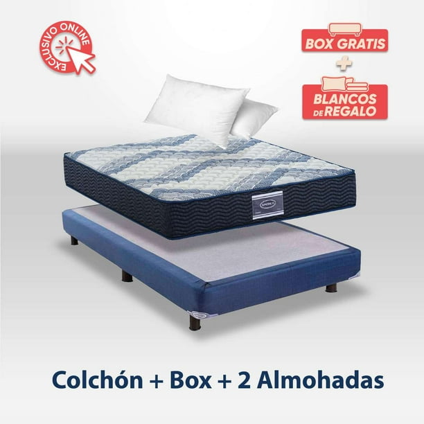 Colchón Kenya América + Box Blue + Almohadas King Size