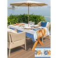 thumbnail image 4 of Outdoor Tablecloth with Umbrella Hole and Zipper, Thanksgiving Rectangle Table Cloth 54x80 Inch Waterproof Tablecloth, Fall Orange Blue White Pumpkin Stripes Picnic Table Cover for Patio Camping, 4 of 7