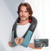 MARNUR Neck and Shoulder Massager with Heat, 3D Deep Tissue Kneading Shiatsu Massager, Blue
